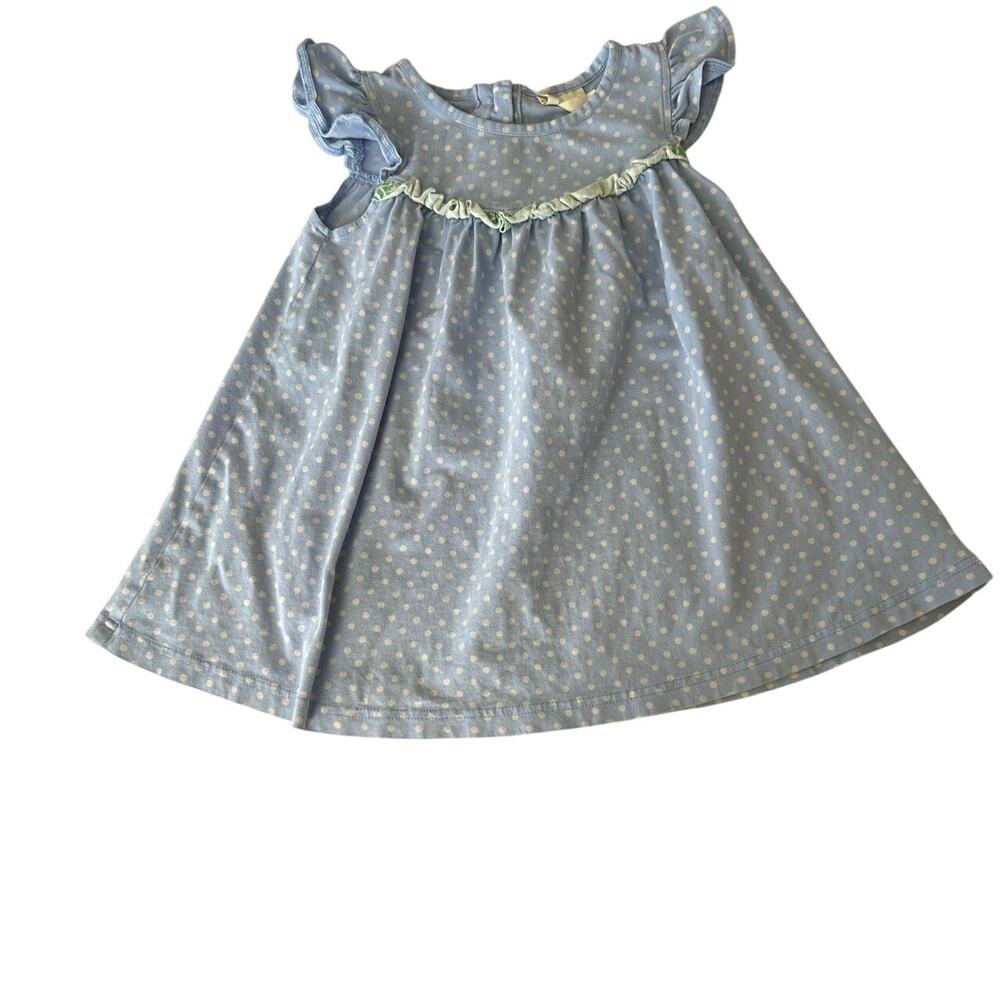 Matilda Jane sz 4 blue bonnet pearl polka dot dress girls ruffle trim